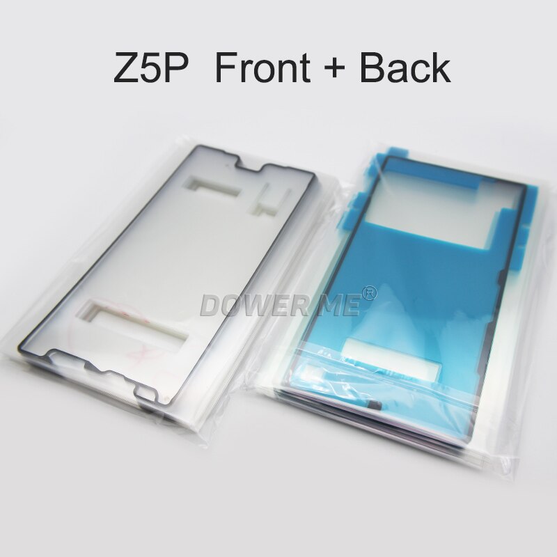 Dower  me 20 stk/parti front lcd display vandtæt selvklæbende bagcover klistermærke komplet sæt tape til sony  z5 premium  z5p plus  e6883/33