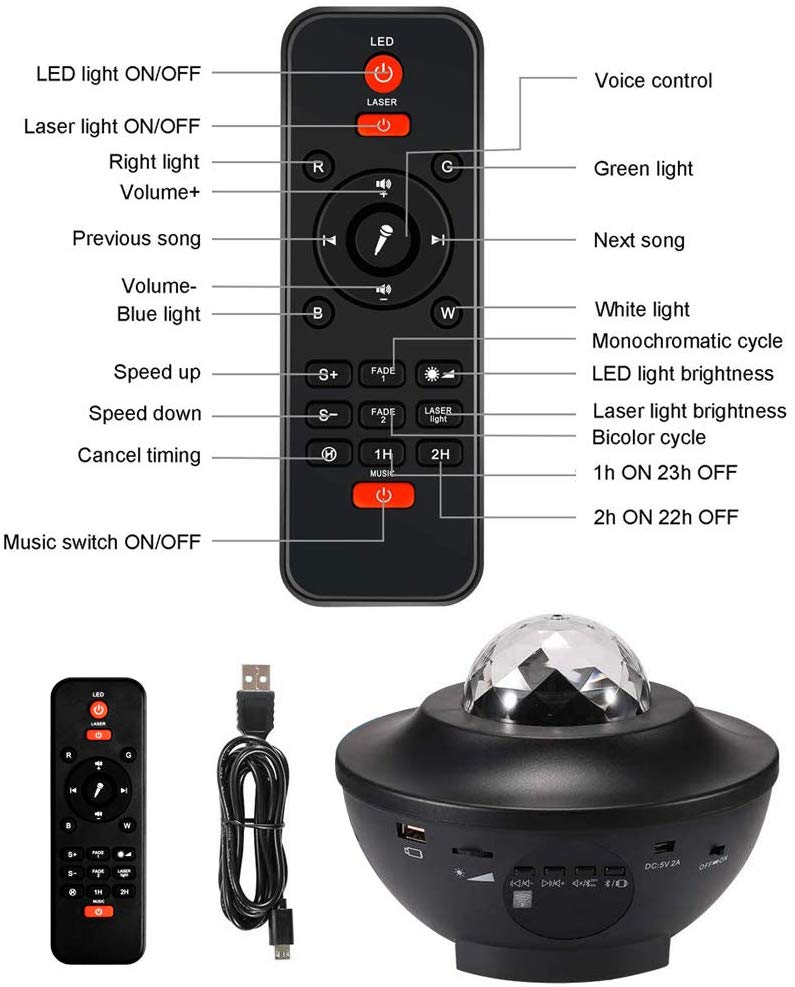 Sterrenhemel Projector Bluetooth Voice Control Muziekspeler Led Nachtlampje Usb Opladen Projectielamp Slaapkamer Naast Lamp