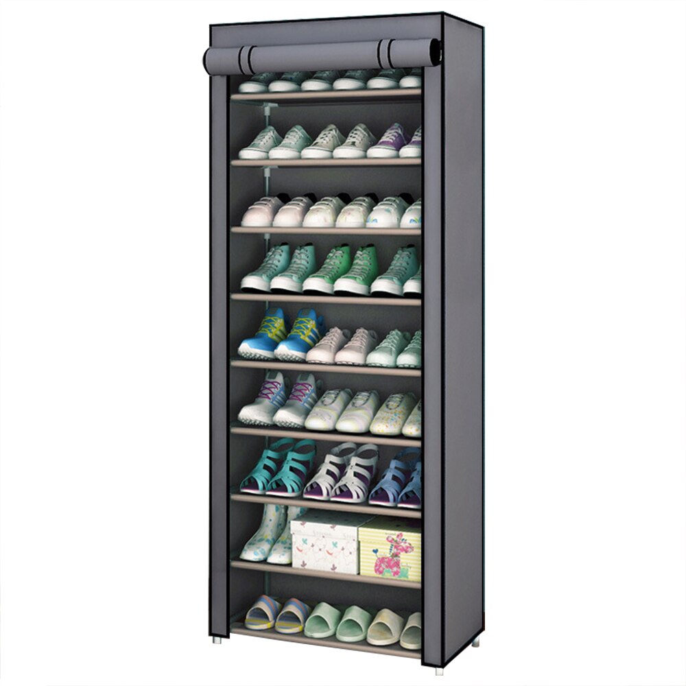 4/5/6/8/10 Lagen Schoenen Rek Met Stofdicht Doek Niet-geweven Stof Schoen stands Organizer Closet Thuis Schoenen Opslag Houder Plank: sliver gray 10layers