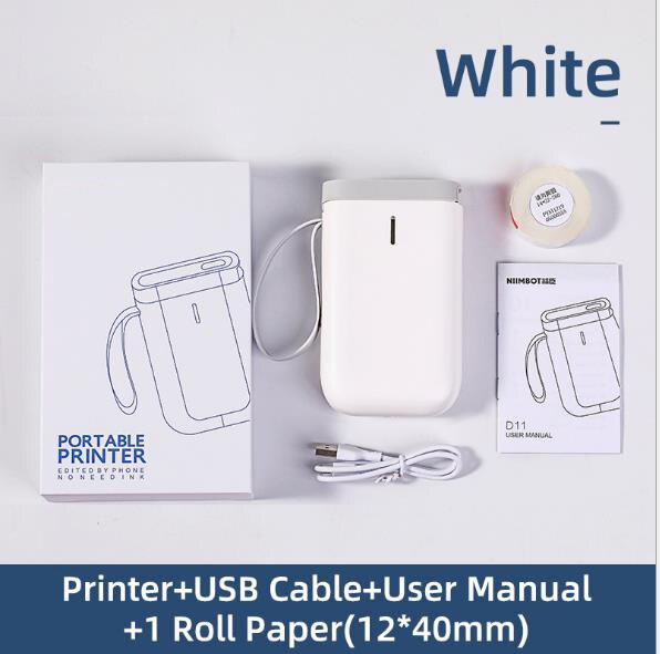 Wireless Label Printer Portable Pocket Label Printer Bluetooth Thermal Label Printer Fast Printing Home Use Office: white