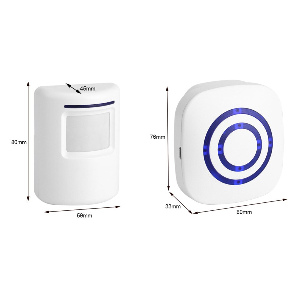 110v-240v trådløse dørklokker pir infrarød sensor bevægelsesdetektor indgang dørklokke alarm m/ modtager &amp; sender eu/us stik