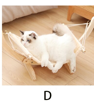 Warme houten fleece kattenhuis, bed, hangmat, schommelbed, kattenspeelgoed, huisdiermeubel: D