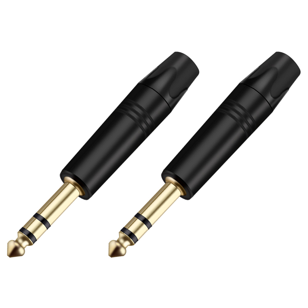 2 uds Jack 6,35 MM conector macho estéreo de 3 polos tubo de aluminio latón chapado en oro conector de Cable de Audio con enchufe de micrófono de 1/4 pulgadas: Gris oscuro