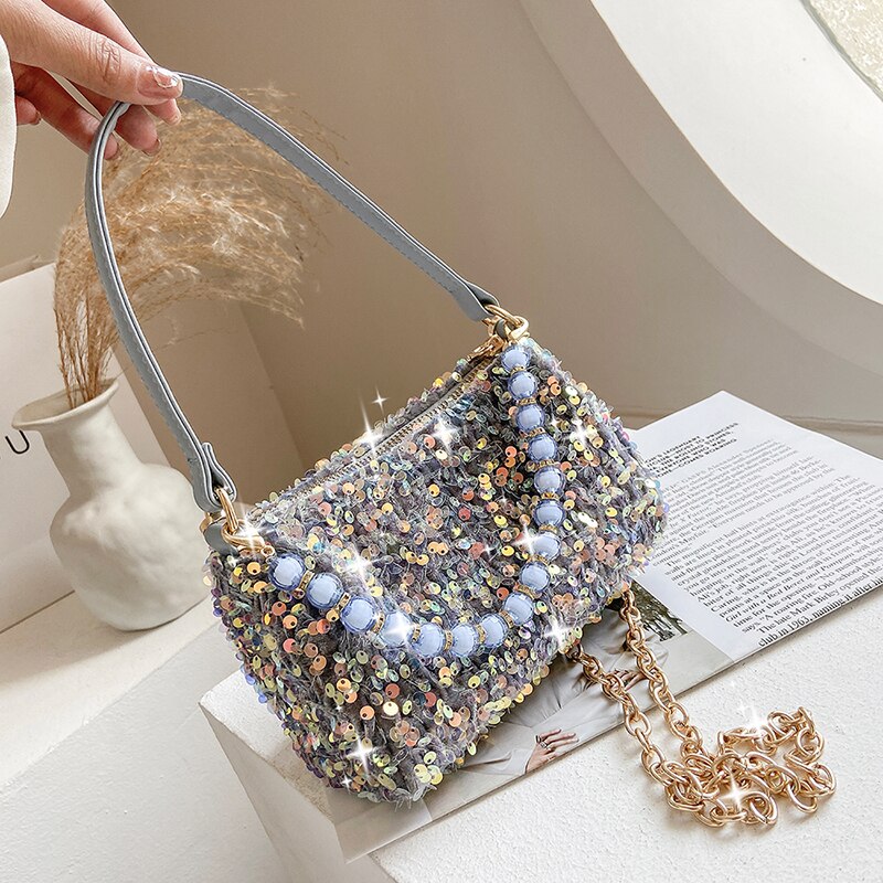 Paillettentaschen für damen, schultertaschen, luxuriöse perlenhandtaschen, damentaschen
