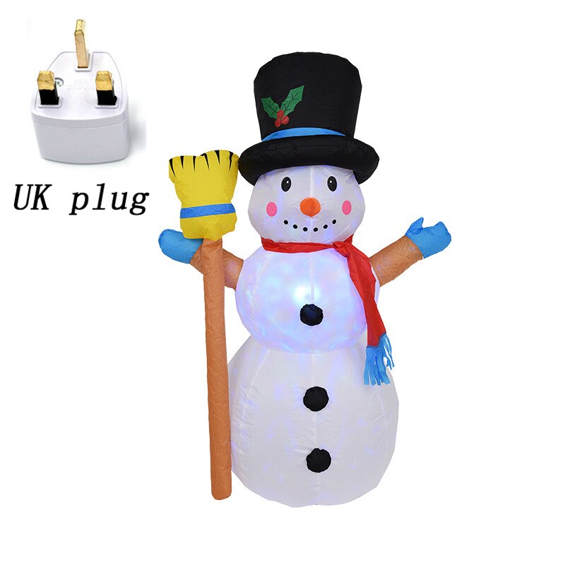 120Cm Bezem Sneeuwpop Opblaasbare Leuk Speelgoed Met Kleur Veranderende Led Verlichte Kerst Carnaval Winter Party Props Outdoor Decoratie: UK plug