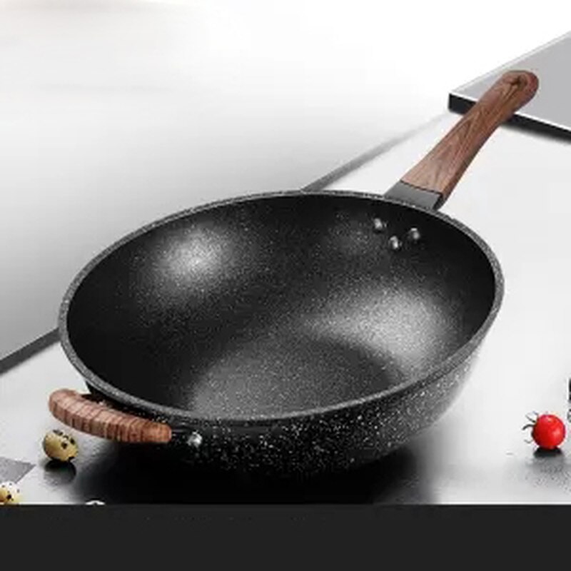 Maifan Stone Wok Non-stick Pan Pan Zonder Vette Rook Kookpot Inductie Kookplaat Gas Fornuis Huishouden Ijzeren Pan non Stick Pan