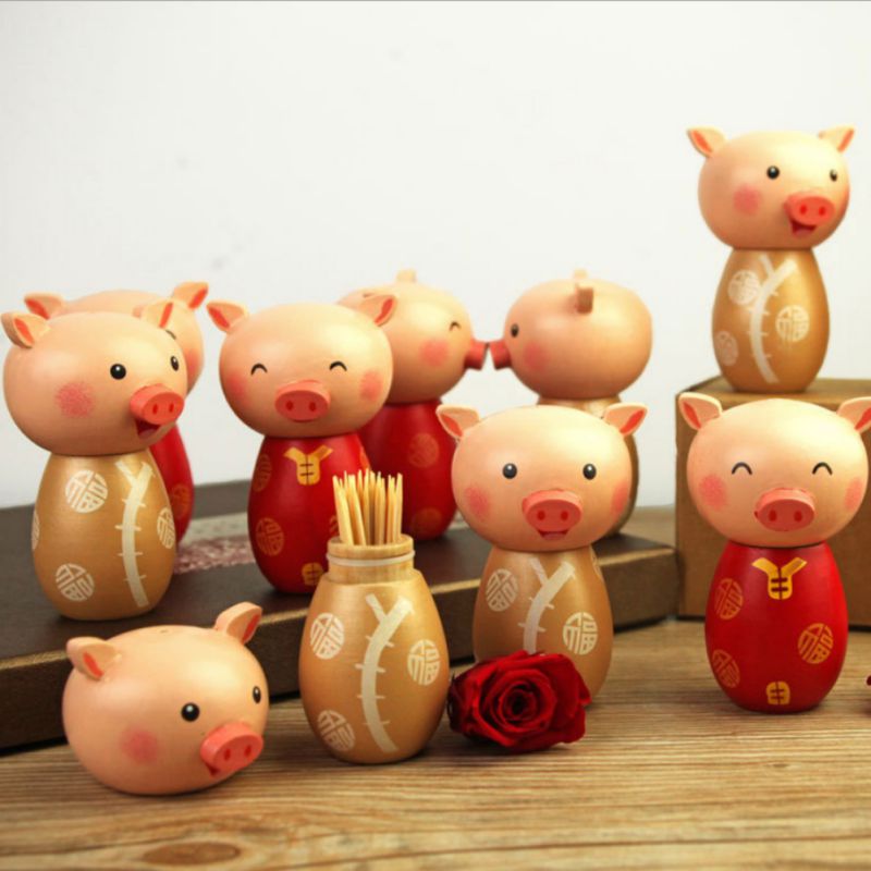 Cute Toothpick Holder Cartoon Animal Wood Toothpick Holder Unique Decorative Case Box Storage Organizer Home Table Decor
