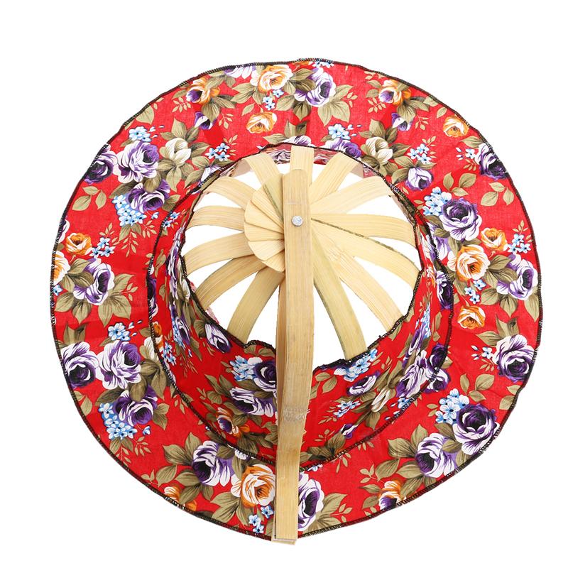 Chapeau de soleil en bambou pliable 2 en 1 pour femmes, éventail à main, imprimé Floral, Style chinois, ornement de décoration pour la maison, couleur aléatoire
