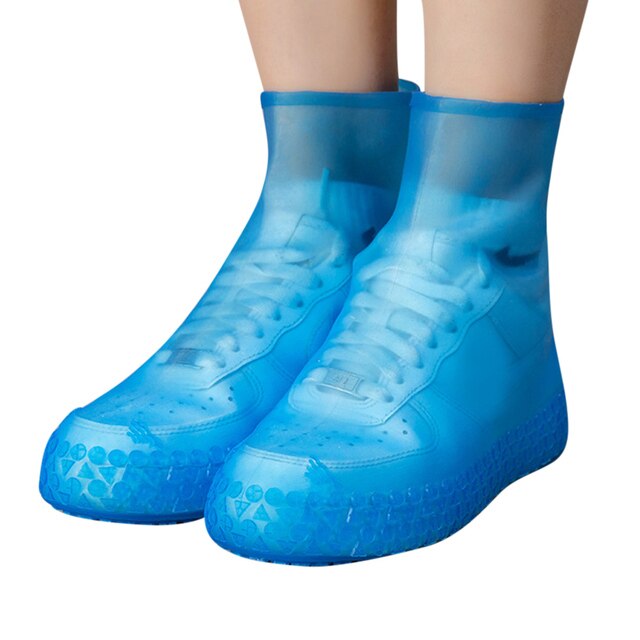 Couvre-chaussures de pluie en caoutchouc réutilisable, imperméable, Portable, antidérapant, accessoires pour chaussures unisexes: Bleu couleur / 41-44