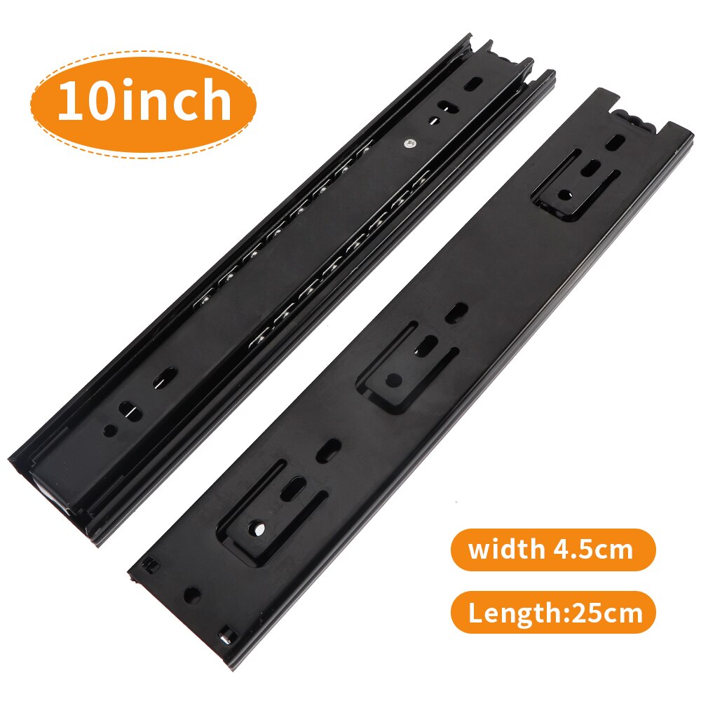 45kg Load Drawer Slide Rail 45mm Full Extension Ball Bearing Three-Section Cabinet Slides Furniture Hardware: 10inch 25cm