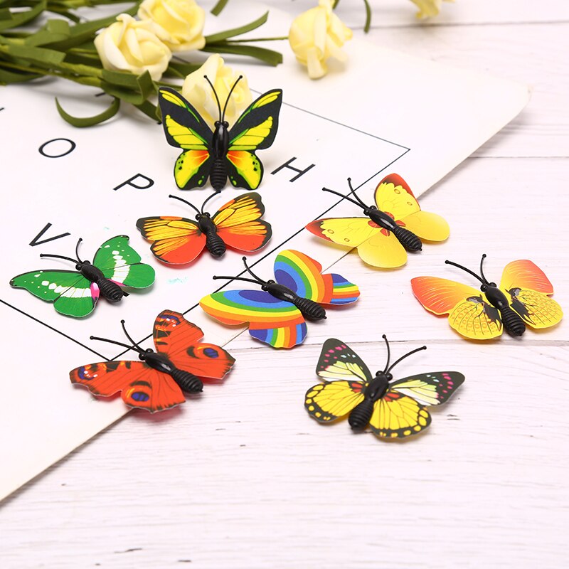 10 stk plast sommerfugle havehave planter farverig lunefuld sommerfuglestave udendørs dekoration