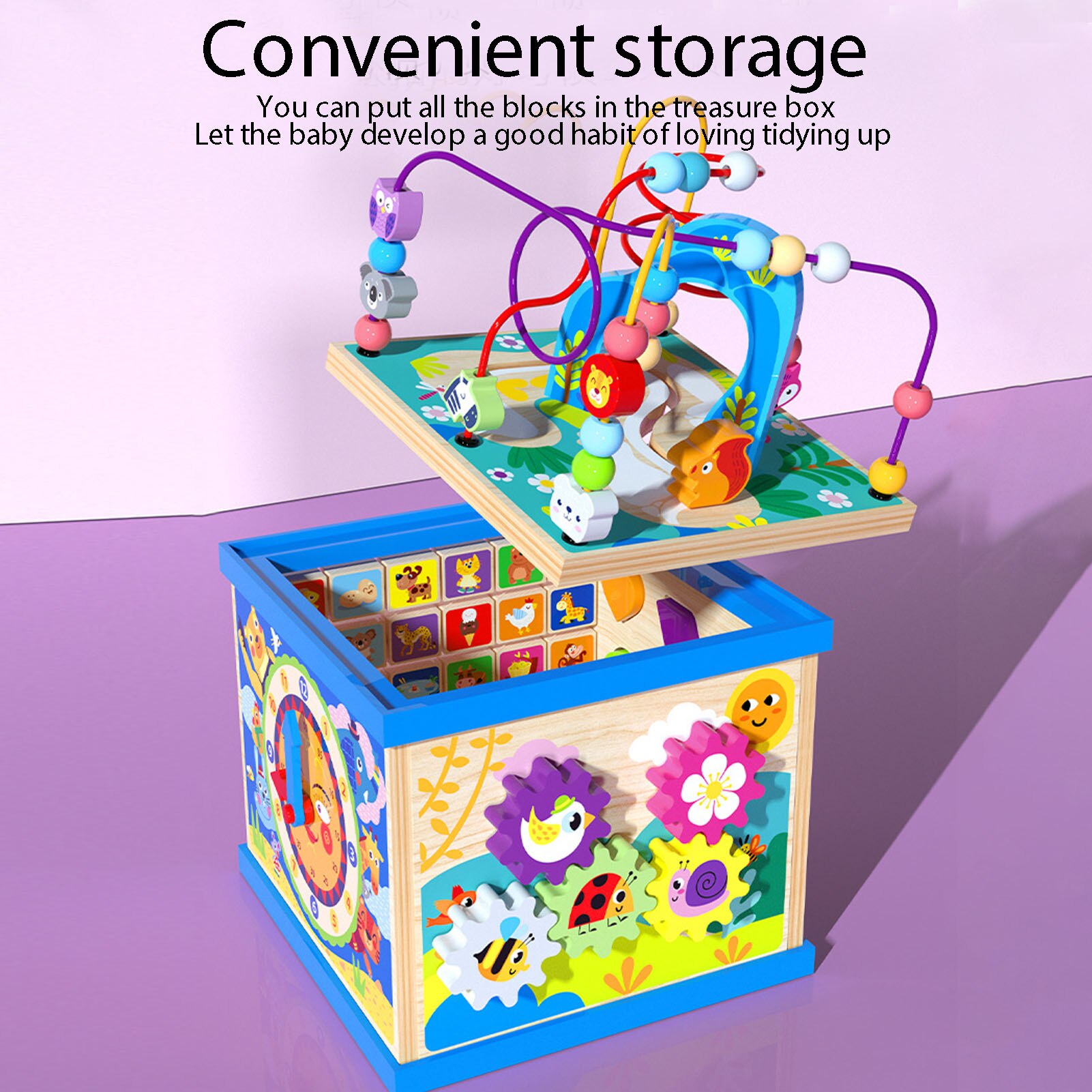 Kinderen Houten Multifunctionele Puzzels Kraal Schatkist Board Game Kids Early Learning Intellectuele Leren Wiskunde Speelgoed