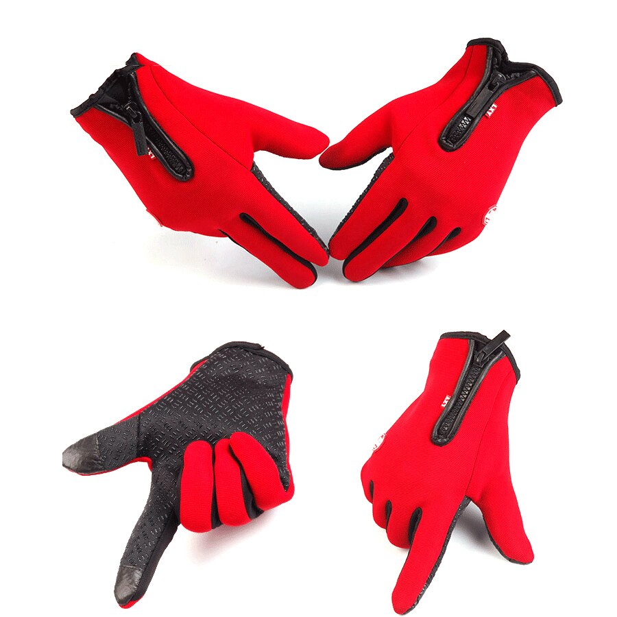 Guantes con cremallera para deportes al aire libre, para bicicleta y senderismo, antideslizantes, resistentes al agua, guantes suaves de abrigo, guantes deportivos para levantamiento de pesas y ejercicio físico