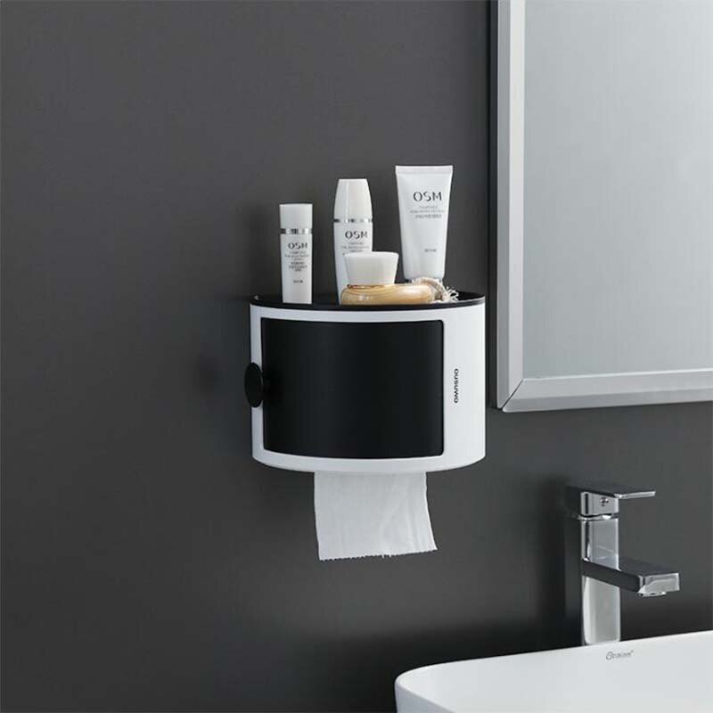Toiletpapier Rolhouder Papieren Handdoek Houder Wandmontage Papierrol Stand Case Voor Toiletpapier Badkamer Accessoires: Black