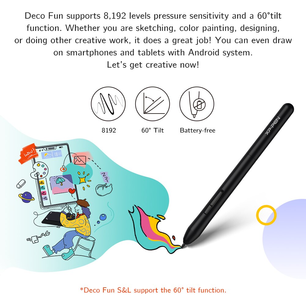 XP Pen Deco Fun XS Graphic Tablet 8192 levels Tilt Digital Drawing Tablet 266RPS Support Android Mac Linux Windows Chrome