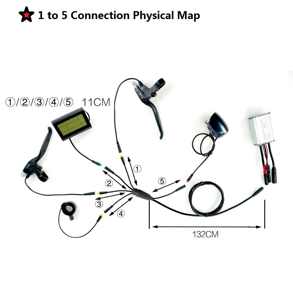 Ricetoo Julet 1T4/1T5 Waterdichte Kabel Controller/Licht/Ebrake/Throttle/Display E-Bike Kabel conversie Accessoires