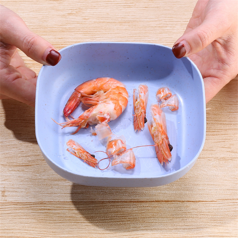 2PCS Wheat Straw Plate Nut Cake Fruit Snack Dessert Tray Storage Microwaveable Spit Bone Sauce Dish Round Kitchen Plastic Plates