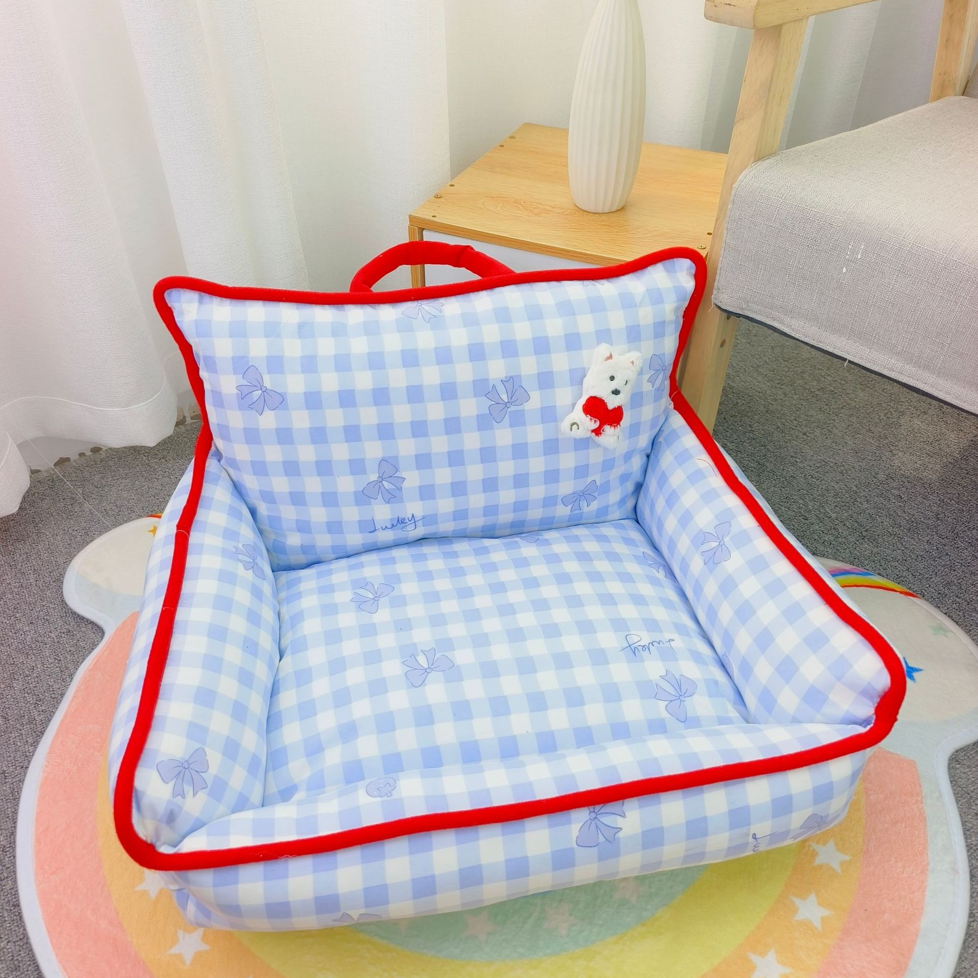 Gezellige en comfortabele huisdierenslaapbank voor herfst en winter Geschikt voor kleine en middelgrote honden Katten Hondenaccessoires Kattenslaapbank: S / Blauw