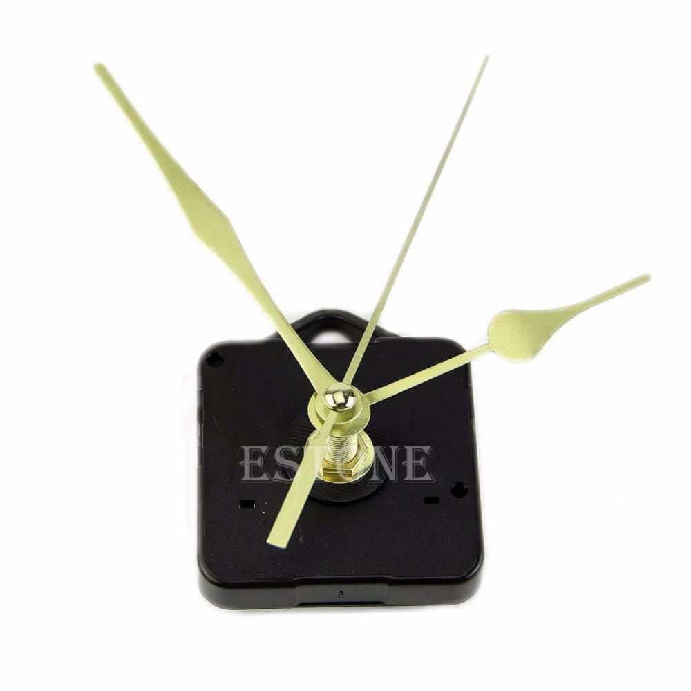 Quartz Clock Movement Mechanism Long Spindle Gold Hand Kit DIY