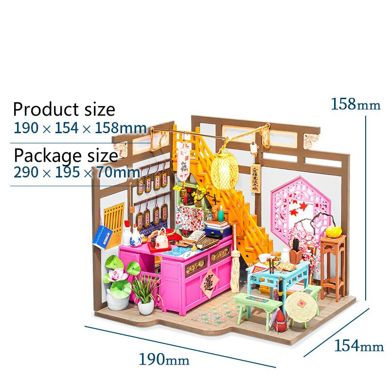 Starożytny, drewniane DIY dom ręcznie montowane chińnarty styl Model budynku cicha sympatia prezent