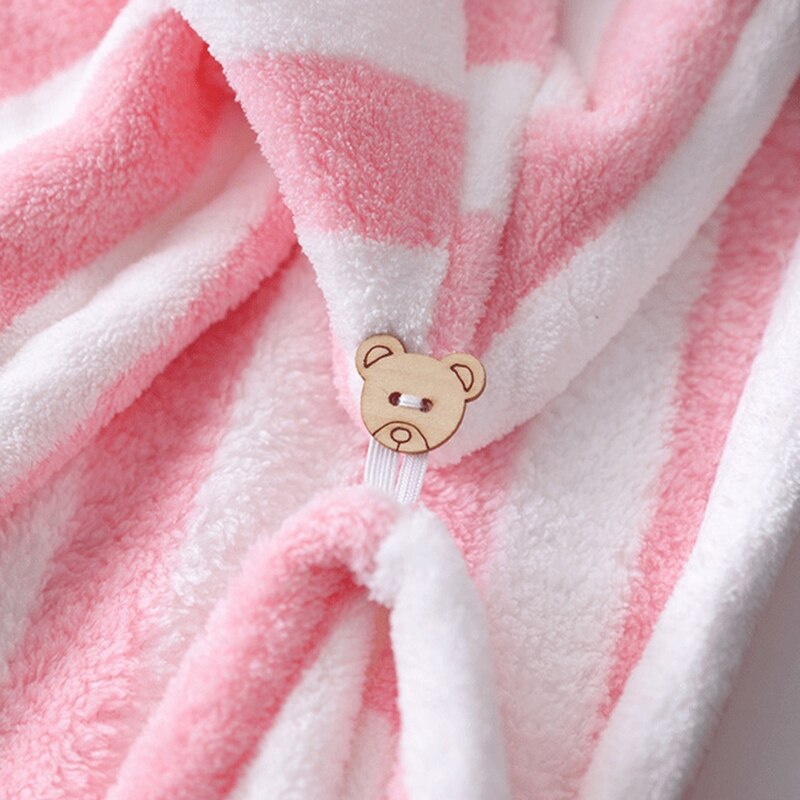 Droog Haar Cap Super Absorberende Haardrooginrichtingen Hoed Snel Droog Gestreepte Douche Haar Tulband Coral Fleece Haar Handdoek Voor Drogen krullend Lange