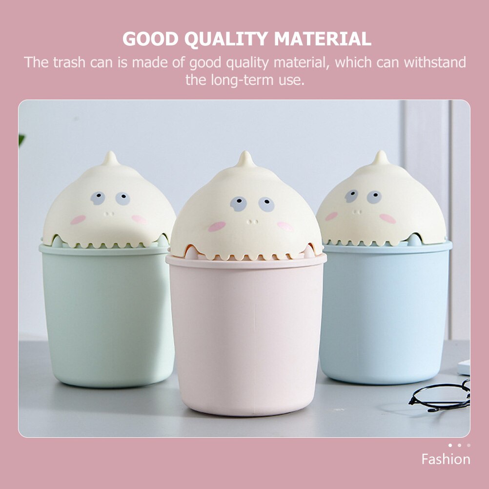1pc Cartoon Clamshell Trash Can Clamshell Type Practical Desktop Garbage Can Garbage Container