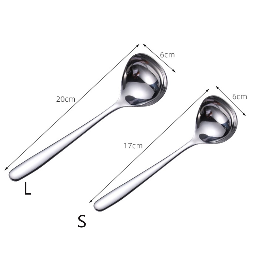S/L Korean Style Long Handle Soup Spoon Stainless Steel Round Dinner Spoons Kitchen Supplies Cooking Tool