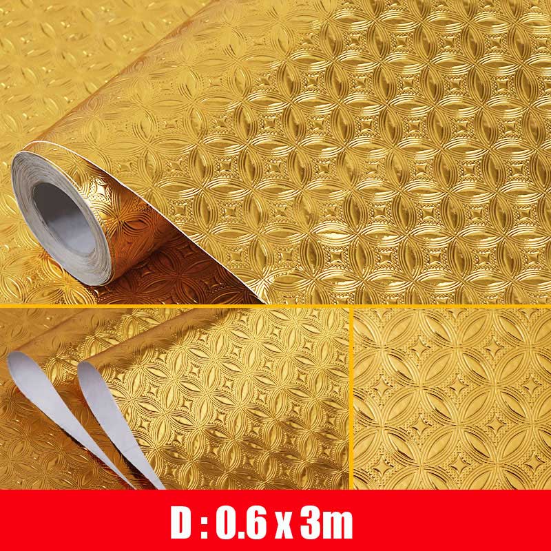 Household Waterproof Cabinets Stickers 0.6m*3/5m Kitchen Oilproof Sticker Table Cover Mat Sticker Self-adhesive Drawer Wallpaper: D(0.6x3m)