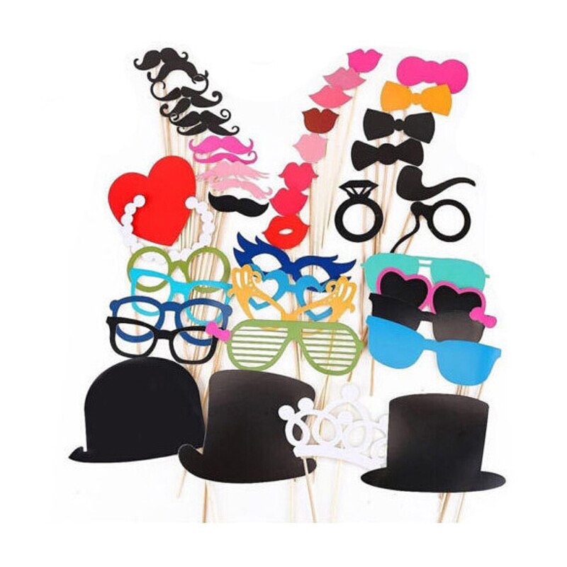 Wedding Photo Booth Props Mask DIY Mr Mrs Bride Groom Photobooth Bridal Shower Decorations Just Married Centerpieces