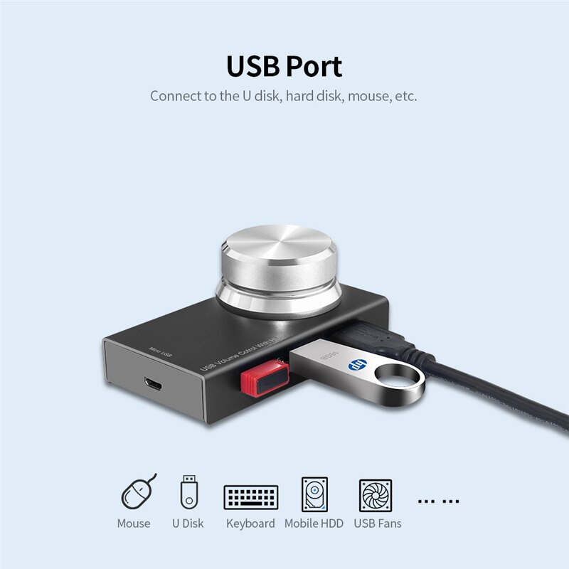 AIMOS Audio Knob Multipurpose USB Multimedia Volume Controller Adjuster Metal Tablet One Key Mute Speaker Mini For Computer