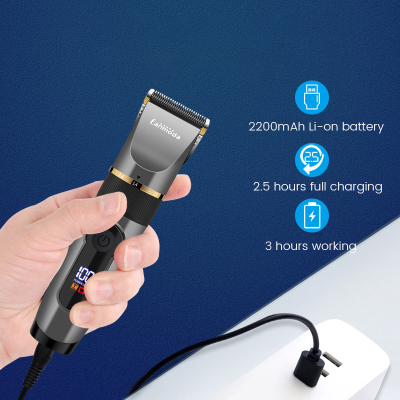 Professioneller Haarschneider, wiederaufladbar, elektrischer Trimmer für Männer, Bart, freundlicher, Friseur, Schneidemaschine, Haarschnitt, LED-Bildschirm, wasserdicht