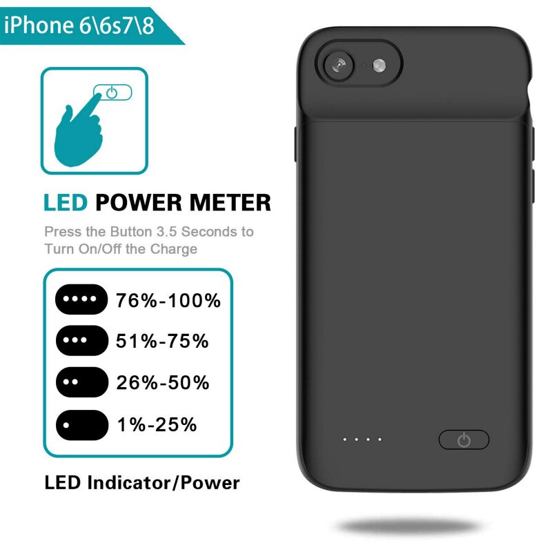 Extpower – coque de chargeur de batterie externe, étui de charge pour iphone 6 6s 7 8 Plus