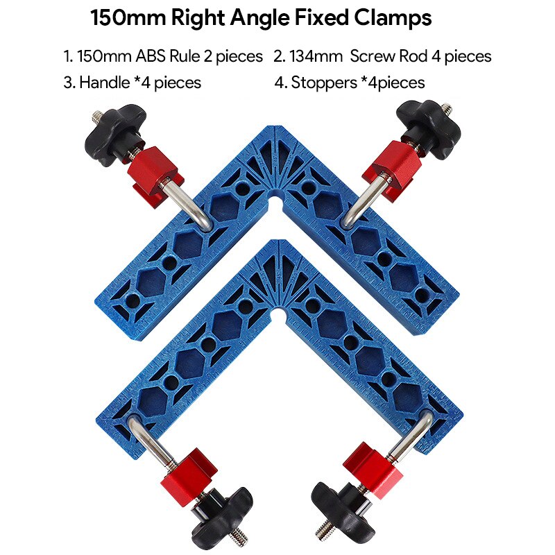 2 Sets 90 Degrees L-Shaped Auxiliary Fixture Splicing Board Positioning Panel Fixed Clip Carpenter Square Ruler Woodworking Tool: 150mm-ABS-Blu-2 sets