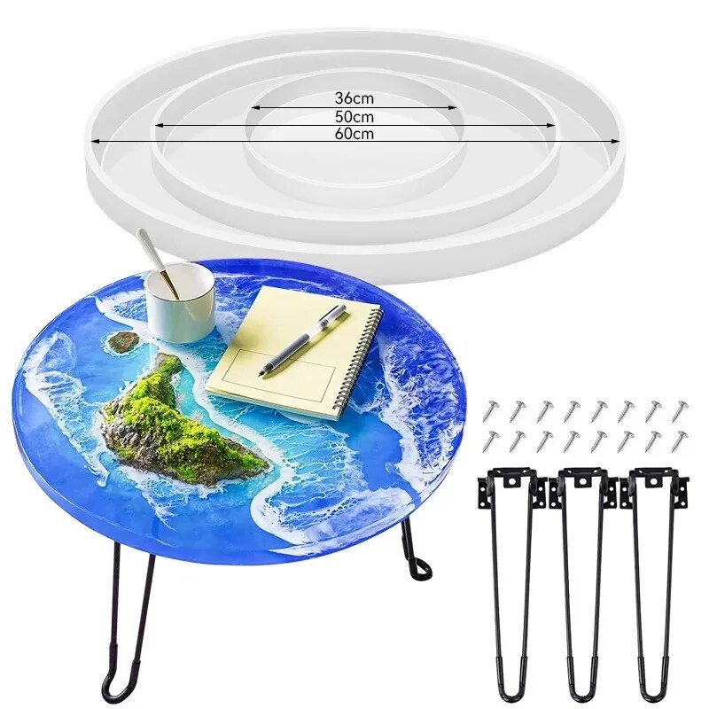 60cm oceano grande redondo retângulo mesa resina molde oversize mesa redonda ornamentos rio mesa molde de silicone fundição de resina fazendo