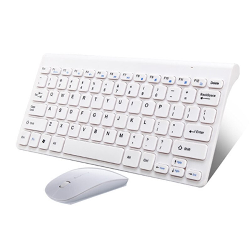 Mode Ultra-dunne 78 Toetsen USB Draadloze Toetsenbord en Muis Pak Nono Ontvanger Draadloze Toetsenbord en 4 Toetsen Muis voor Laptop: White