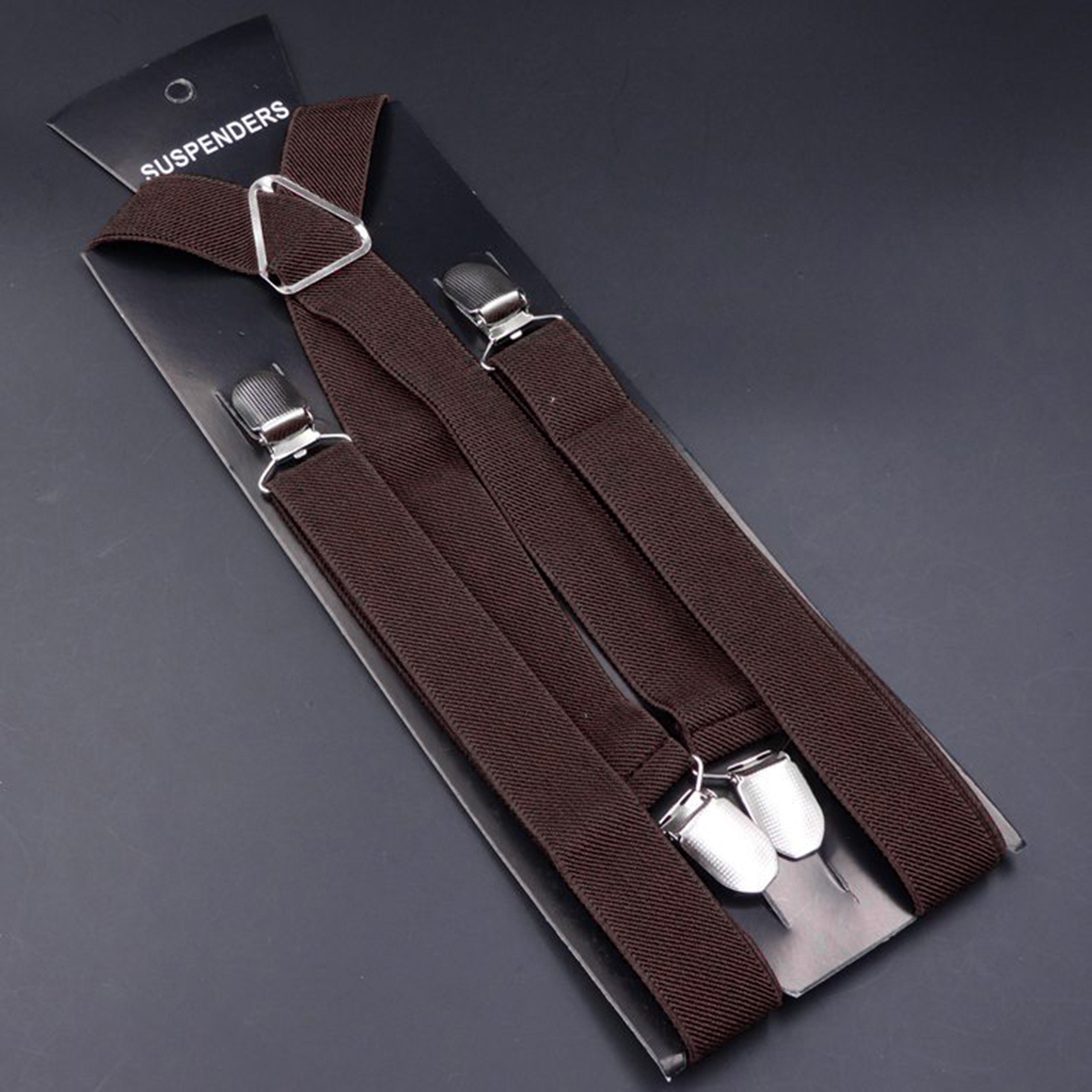 Tirantes elásticos ajustables con espalda en X ancha para hombre, 1 unidad, con Clips metálicos resistentes, a la: Chocolate