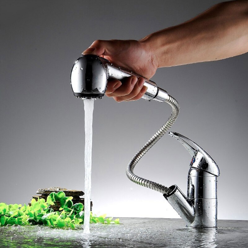 Pull out faucet Polished Bathroom Faucet Basin sink Mixer kitchen faucet chrom