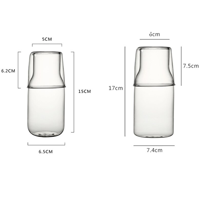400/550Ml Nachtkastje Koude Ketel Glas Cup Set Hittebestendig Water Kruik Melk Sapkop Slaapkamer Nachtkastje glas Mondwater Fles