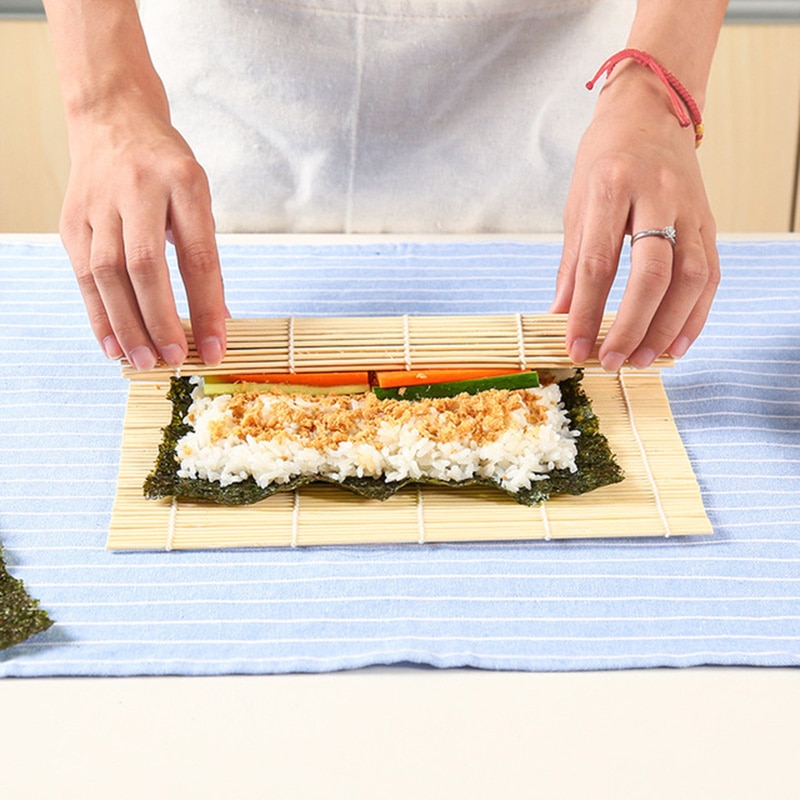 Sushi værktøj bambus rullemåtte japansk diy risrulle kyllingrulle håndmager køkken sushi maker værktøj bambus rullemåtte