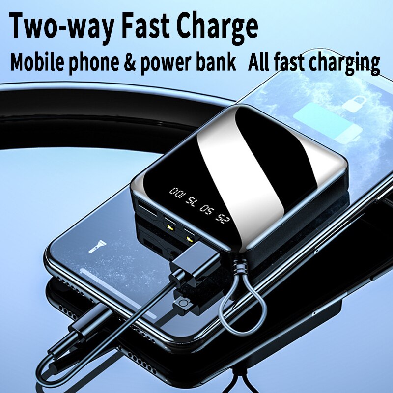 30000mAh Mini Zwei-weg Schnelle Ladung Power Bank Tragbare 2 USB Digital Display Externe Batterie mit Taschenlampe für xiaomi IPhone