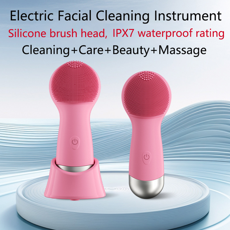Elektrisch gezichtsreinigingsinstrument Poriënreiniging Sonische vibratiemassage Siliconen opzetborstel Gezichtsreinigingsapparaat IPX7 Waterdicht