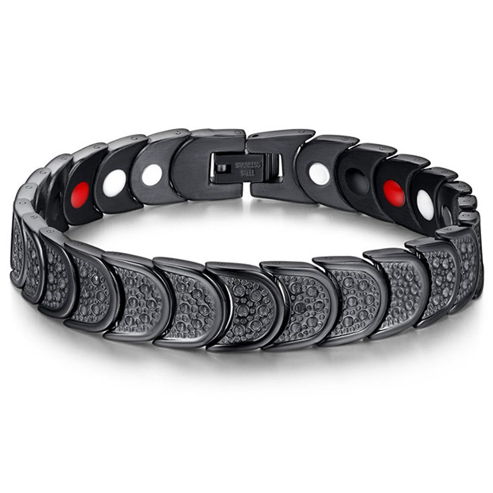 12 Mm Breed Mode-sieraden Mannen Zwart Titanium Staal Magnetische Armbanden Polsband 8.85"