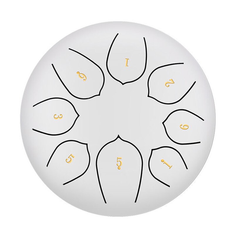 Ethereal Lotus Drum 6 Inch 8 Tune Tong Drum Hand Pan Drum Pad Tank Sticks Draagtas Percussie Instrumenten Accessoires: White