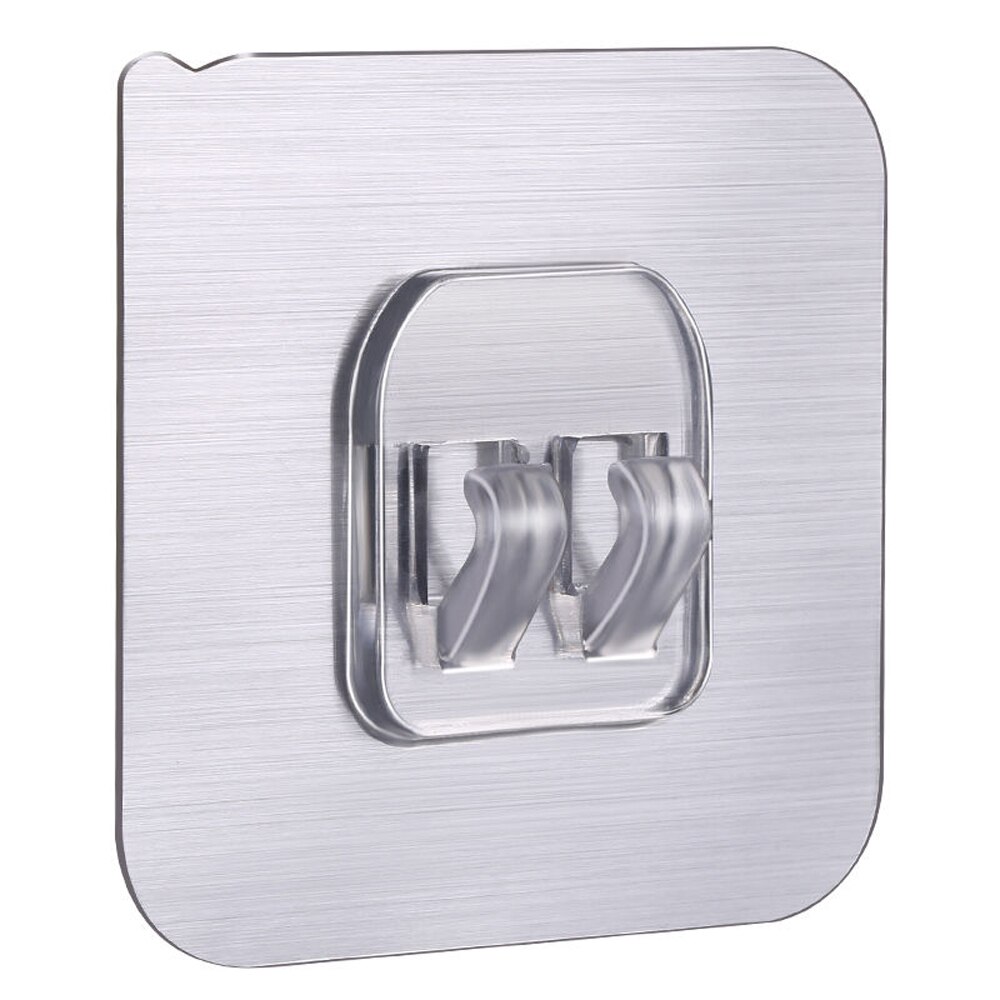 Gancho de Velcro adhesivo para montar en la pared, sin costuras, fuerte, para baño, multifuncional: BrushedSilver