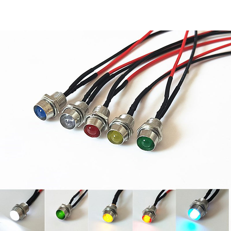 12V 5MM LED Signal Indicator Lamp Light with 20CM Wire 20pcs