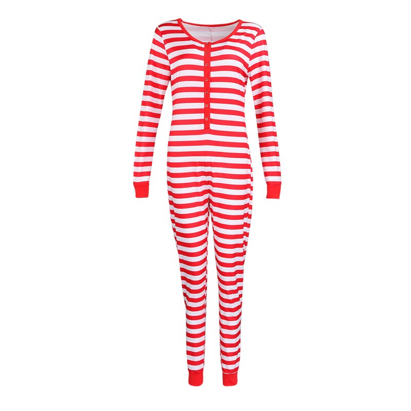 Femmes noël survêtement pyjamas combinaison automne hiver rayé moulante barboteuse maison une pièce femmes vêtements de nuit vêtements de nuit