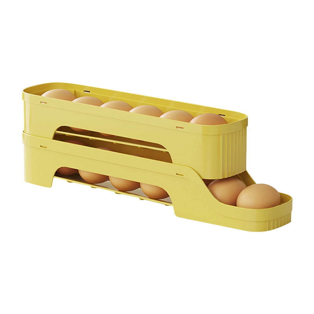 Durable Slide Organizer Automatic Egg Roller Large Capacity Space Saving Egg Roller Rack Egg Dispenser Kitchen: Light Grey