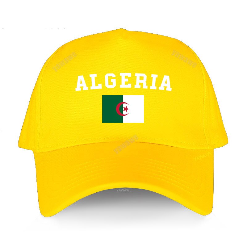 Flaga algierii czapki baseballowe letnie słońce algieria czapki moda regulowana czapka męska: yellow