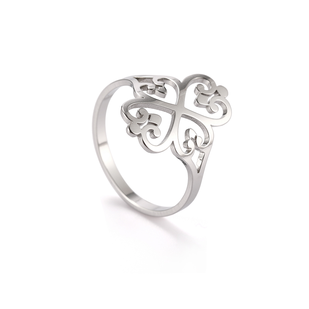 Cazador Vintage fleur filigrane bague femmes couleur or acier inoxydable bagues bijoux anniversaire anniversaire mère: 7 / Violet