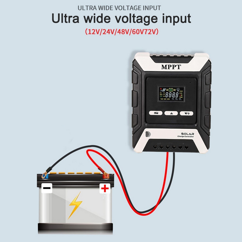 Solcelleladerkontroller 10a 20a 30a solcellepanelregulator ladeutladningskontroller til hjemme pv system 12v/24v/48v